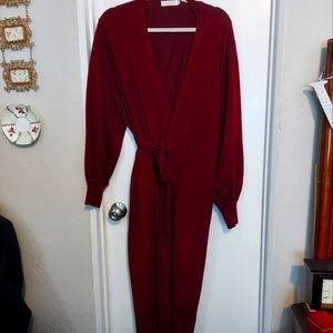 Wine Exlura Wrap Sweater Dress